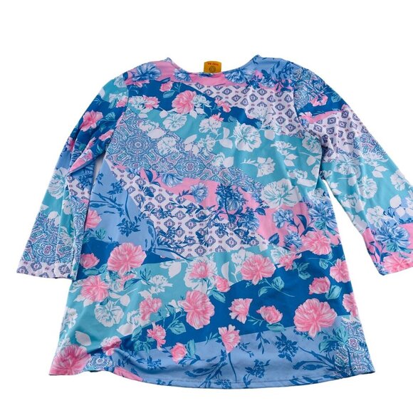 Ruby Rd. Floral Patchwork Long Sleeve Top Womens Size M - Picture 4 of 5